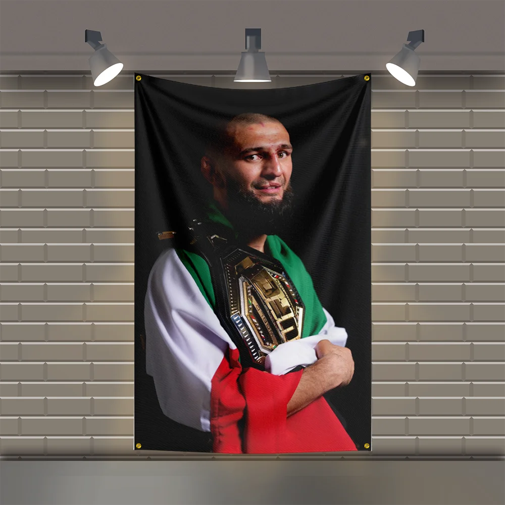 K-Khamzat-ChimaevS UFC الملاكمة العلم أسطورة تحفيزية الجدار ملصق رياضة نسيج ديكور المنزل النوم ملهمة قماش العلم #4