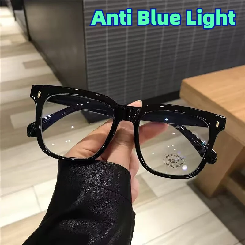 

Retro Oversized Anti Blue Light Glasses Black-framed Women's Eyewear Without Prescription Minimalist Men's Eyeglass Frames