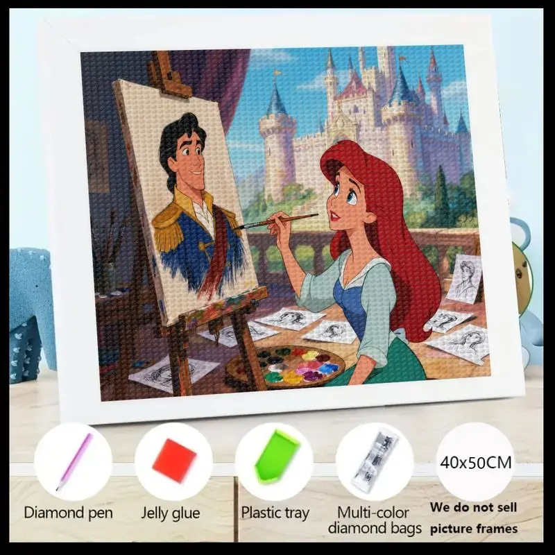 

1 шт. 5D DIY комплект алмазной живописи, картина принцессы Диснея Ариэль принц Эрик мультфильм полная дрель алмазное искусство, Русалочка F