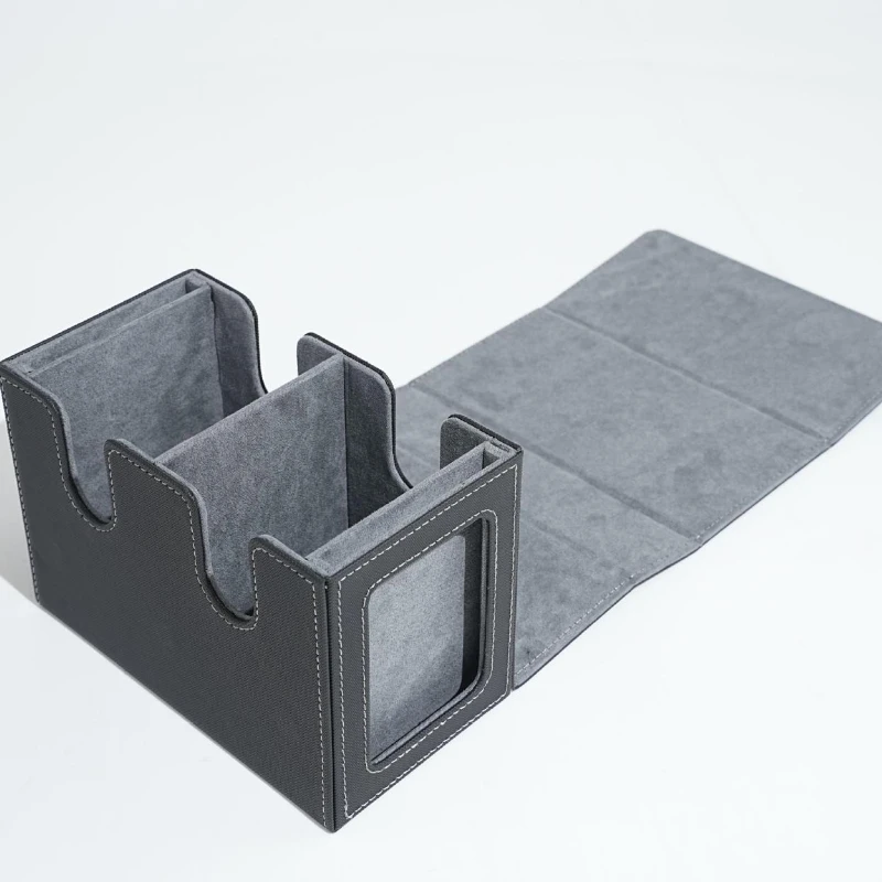 الإبداعية فصل نافذة مزدوجة بطاقة الألعاب صندوق مجلس لعبة جمع حامل بطاقة صندوق المغناطيسي بو الجلود بطاقة صندوق تخزين