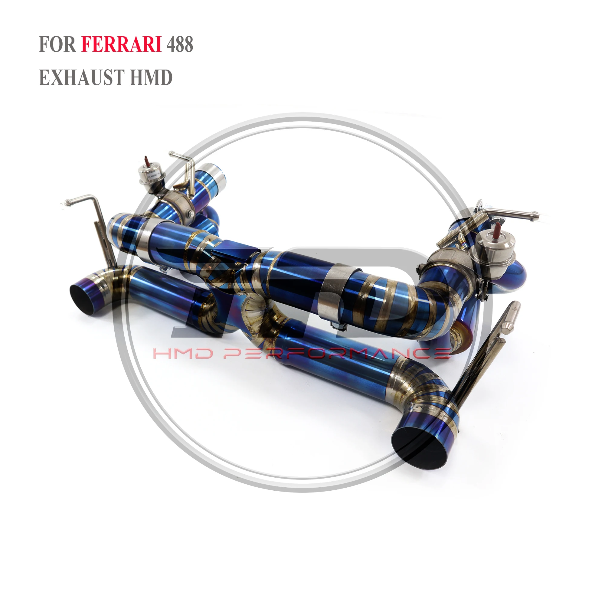 HMD Titanium Race Exhaust System For Ferrari 488 Decatted With pneumatic valve