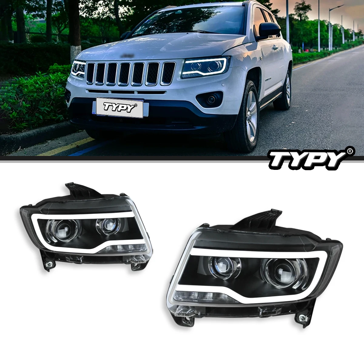 

TYPY Headlight For Jeep Grand Cherokee LED Headlights 2011-16 Head Lamp Car Styling DRL Signal Projector Lens Auto Accessories