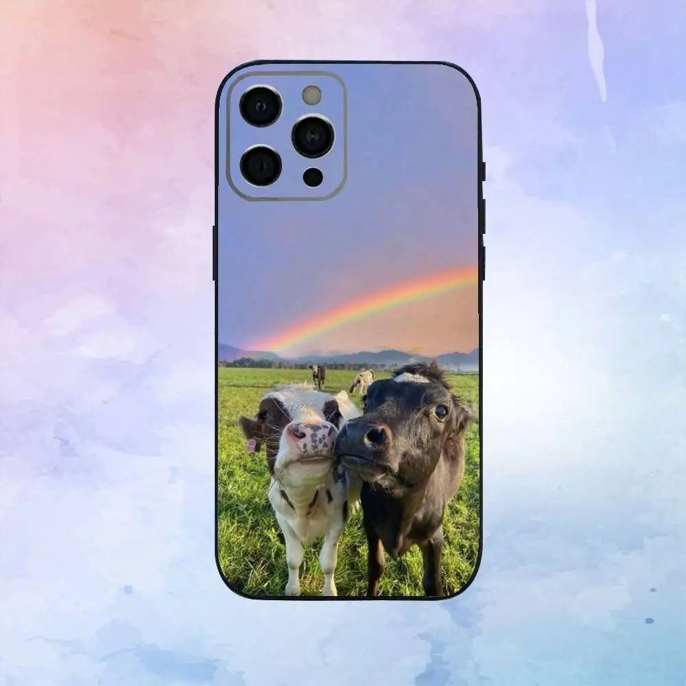 Flower Milk Dairy Cow Cows OX Phone Case  For iPhone17,16,15,14,13,12,11 Plus,Pro Max Soft Black Cover