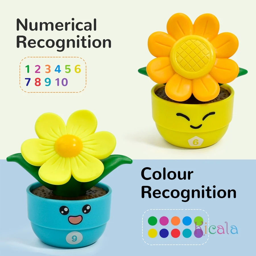 Montessori Flower Pot Matching Toy Kids Shape Sorting Puzzle Color Recognition Educational Toy Toddler Learning Game - view 4