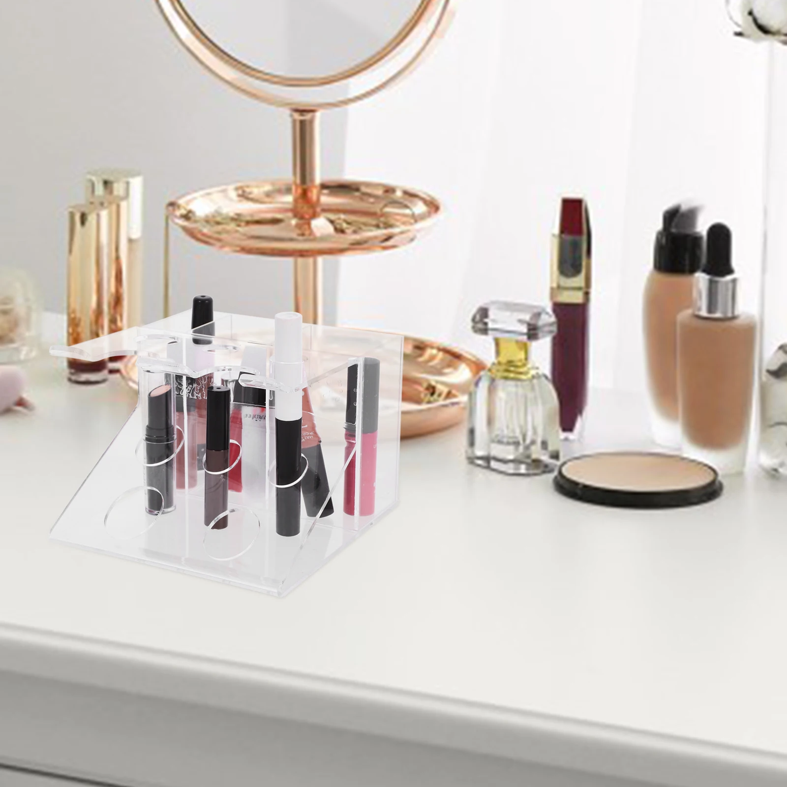 

Razor Holder Transparent Acrylic Makeup Organizer Storage Rack Bathroom Desk Vanity Sundry Brush Desktop Organizer High Space