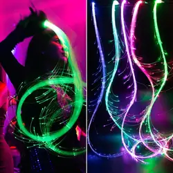LED Fiber Optic Whip USB Rechargeable Optical Hand Rope Pixel Light-Up Whip Flow Toy Dance Music Party Lighting Show For Party