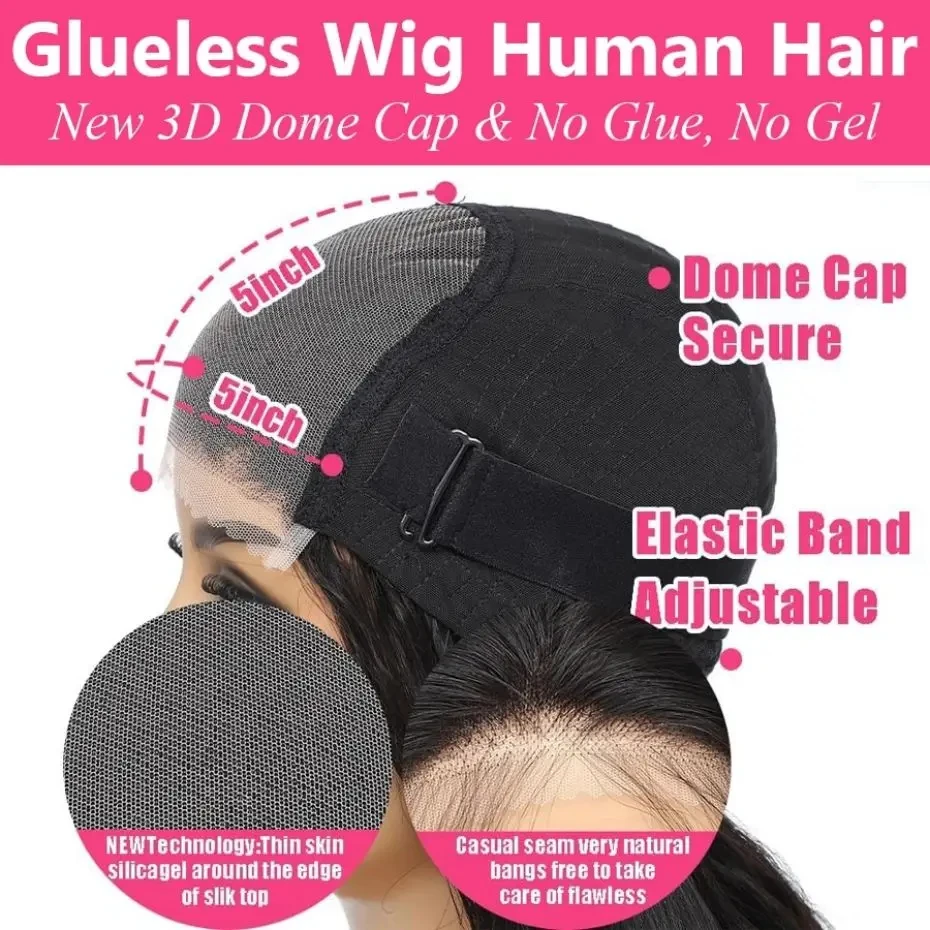 5x5 Pre Cut Hd Lace Closure Wigs 230% Glueless Wigs Human Hair Ready To Wear Bone Straight Lace Front Wigs Human Hair For Women