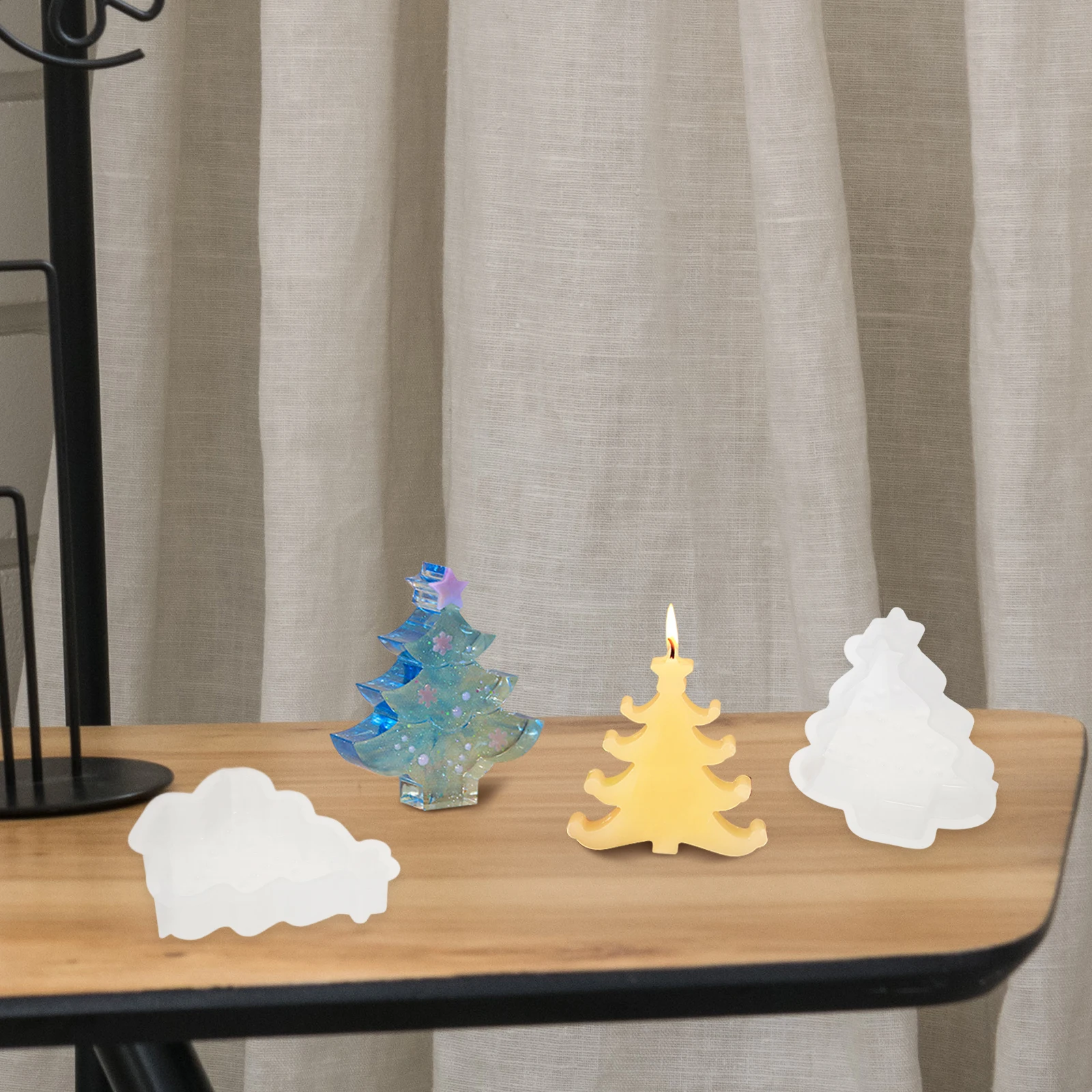 

3 Pcs Casting Molds Christmas Silicone for Candles Tree Candlestick White Aroma Diy Theme