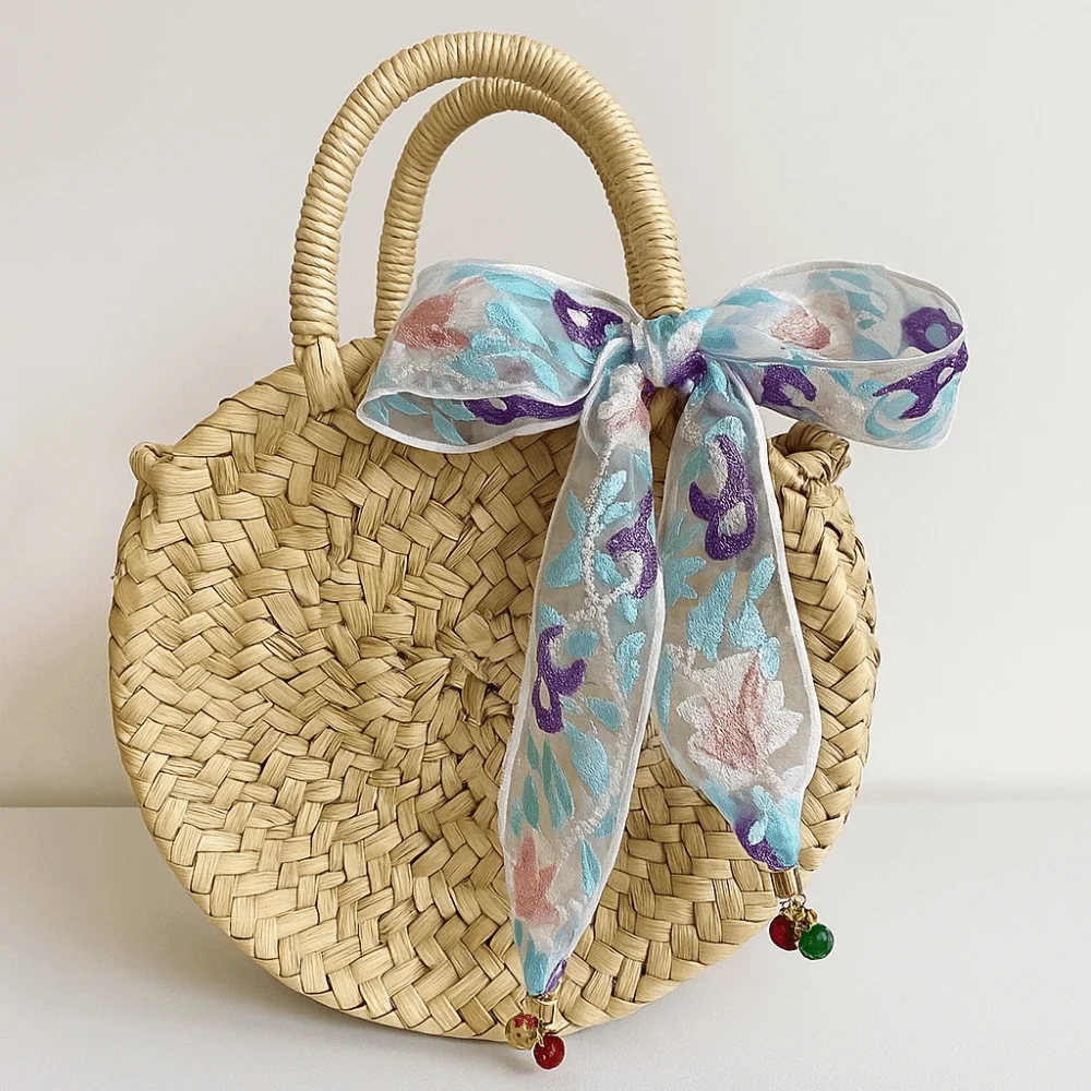 

Fashion Sweet Embroidered Lace Scarf Printed Stripe Scarf Headband Thin Neckerchief Narrow Long Scarves Party