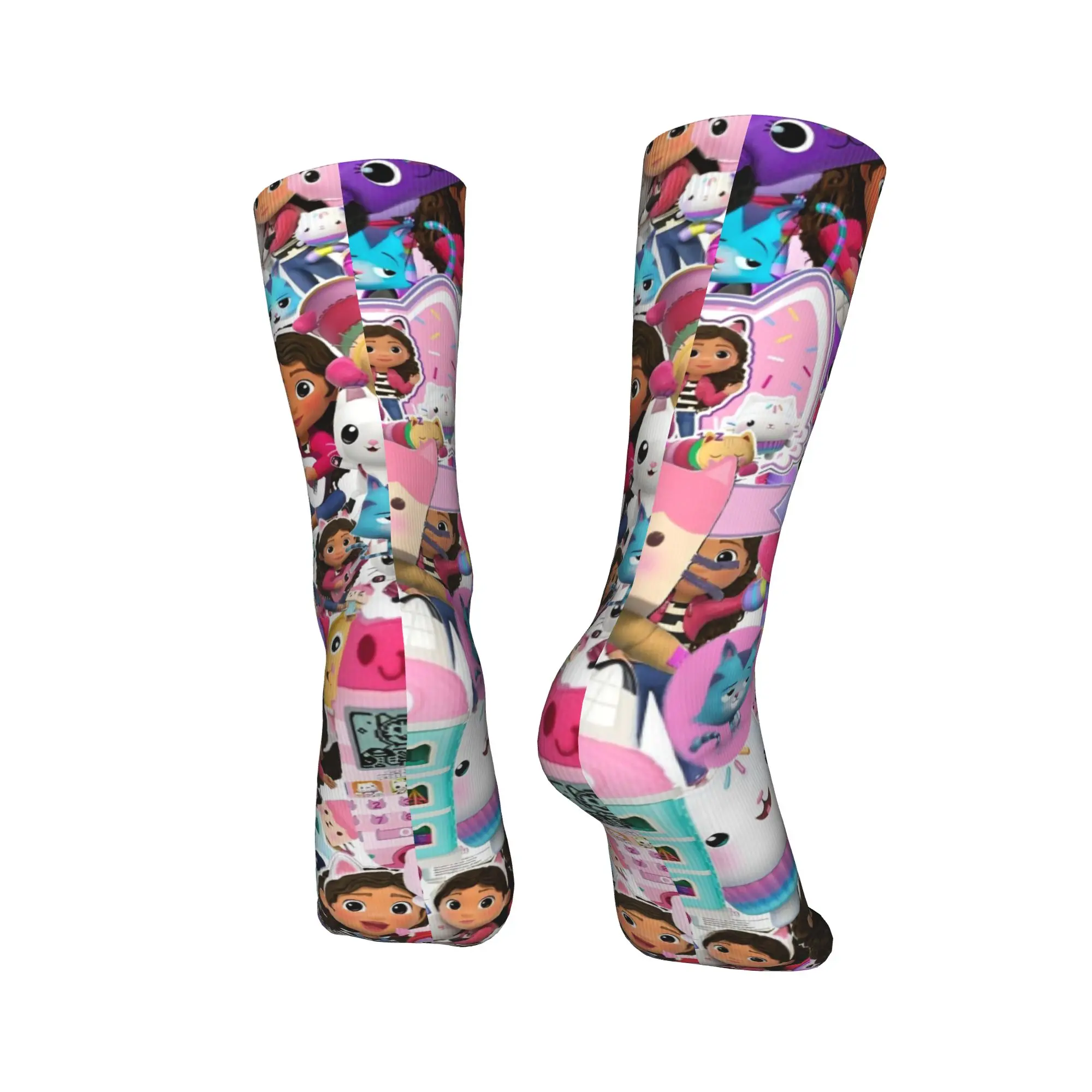 Zabawne skarpetki unisex na jesień i zimę z motywem kreskówkowym Gabby's Dollhouse, oddychające skarpetki piłkarskie.