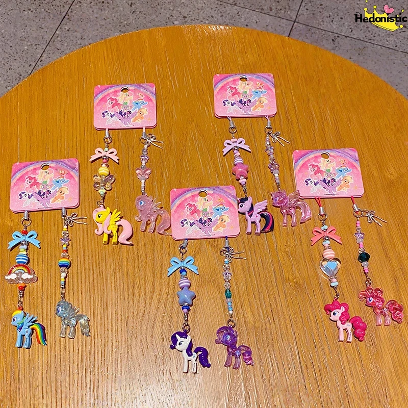 Cute Mini Pony Cartoon Bead String Phone Chain Keychain Couple Backpack Wallet Earphones Car Decoration Acg Pendant Holiday Gift view 4