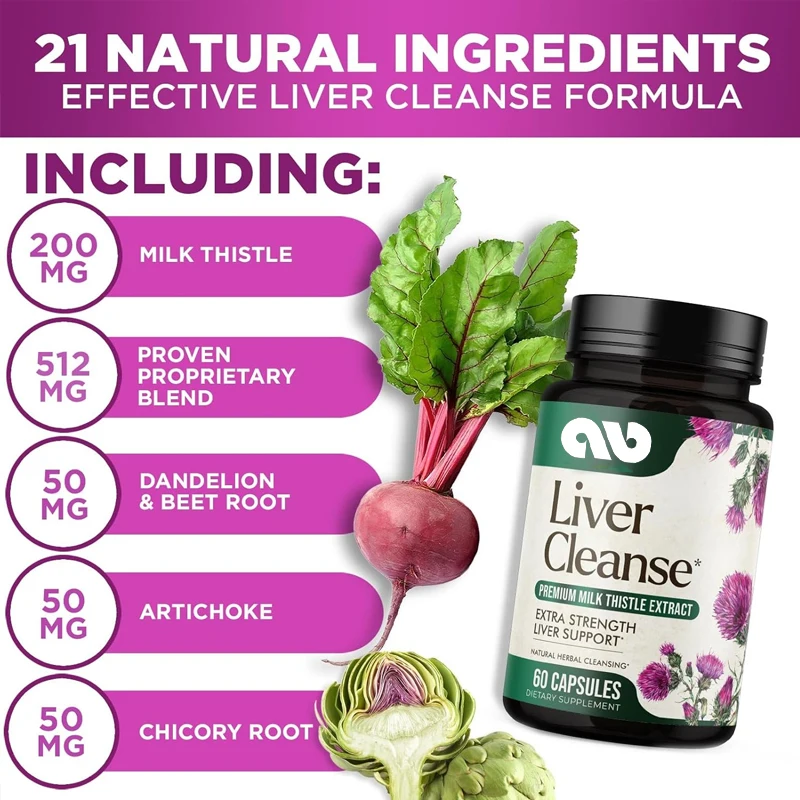 Liver cleansing, detoxification, and repair formula - Herbal liver support supplement to promote liver health -60 capsules