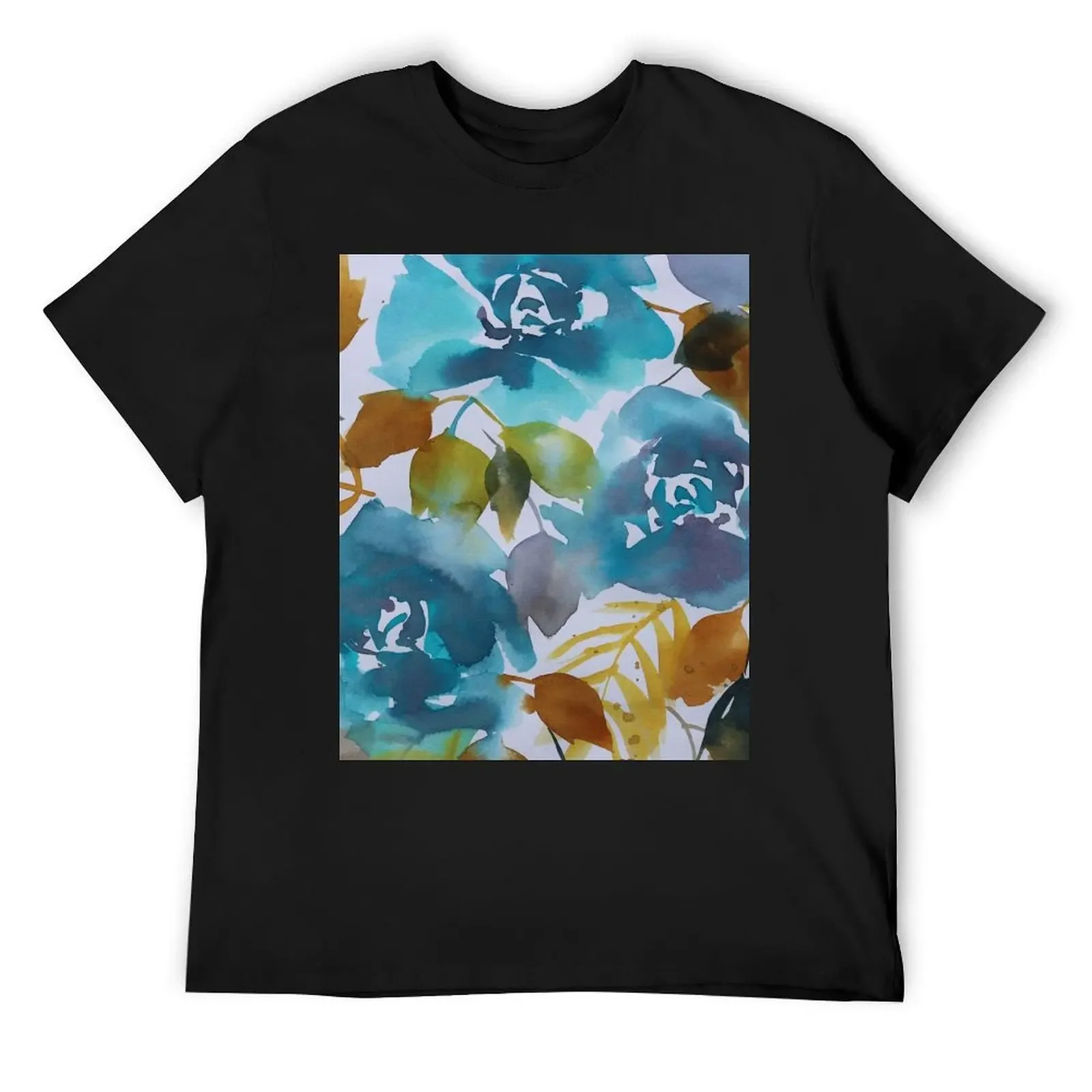 

Blue Roses Watercolor T-Shirt oversized t shirt customs custom t shirt designer t shirt men