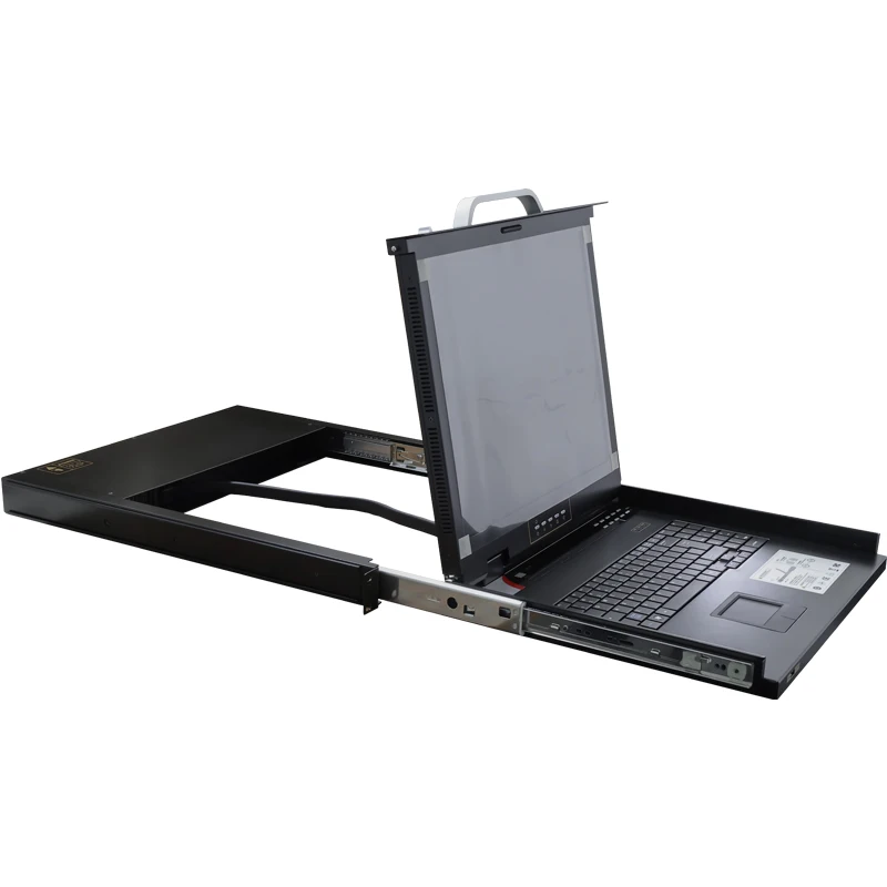 Conmutador KVM LED VGA de 1U para Montaje en Rack de 18.5 Pulgadas, 4, 8, 16 Puertos, Teclado Integrado OSD y Panel Táctil, 1080P, USB/PS2, Función IP, Conmutador KVM LCD