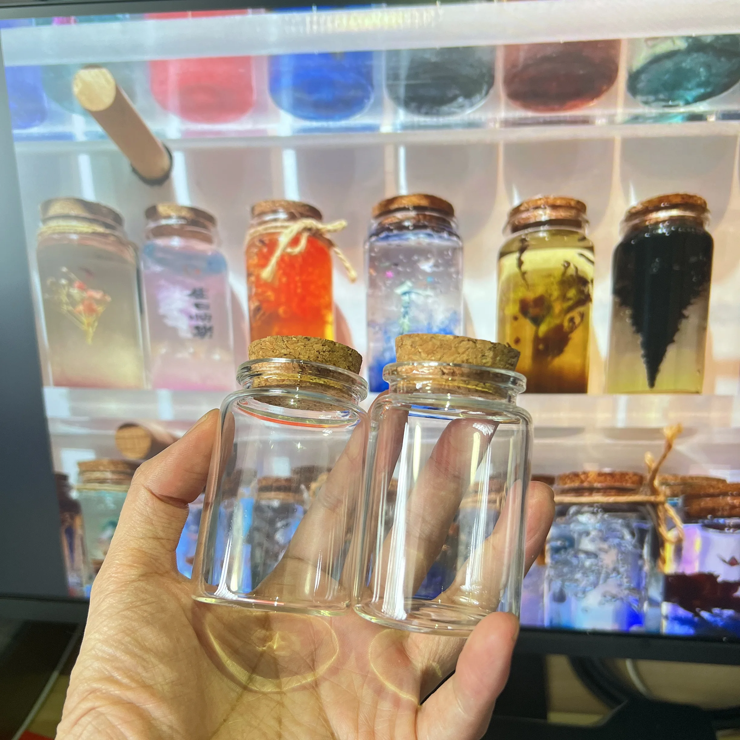 12 PCS 80ml Clear Wishing Glass Bottles Cork 47×70mm Storage Jars DIY Gift Crafts Home Organization Decorative wishing Vials