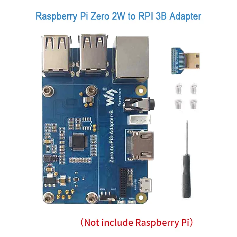 Raspberry Pi Zero 2W to RPI 3B Adapter with USB Audio 4USB RJ45 Port Compatible 3B Case USB HUB RJ45 Expansion Board