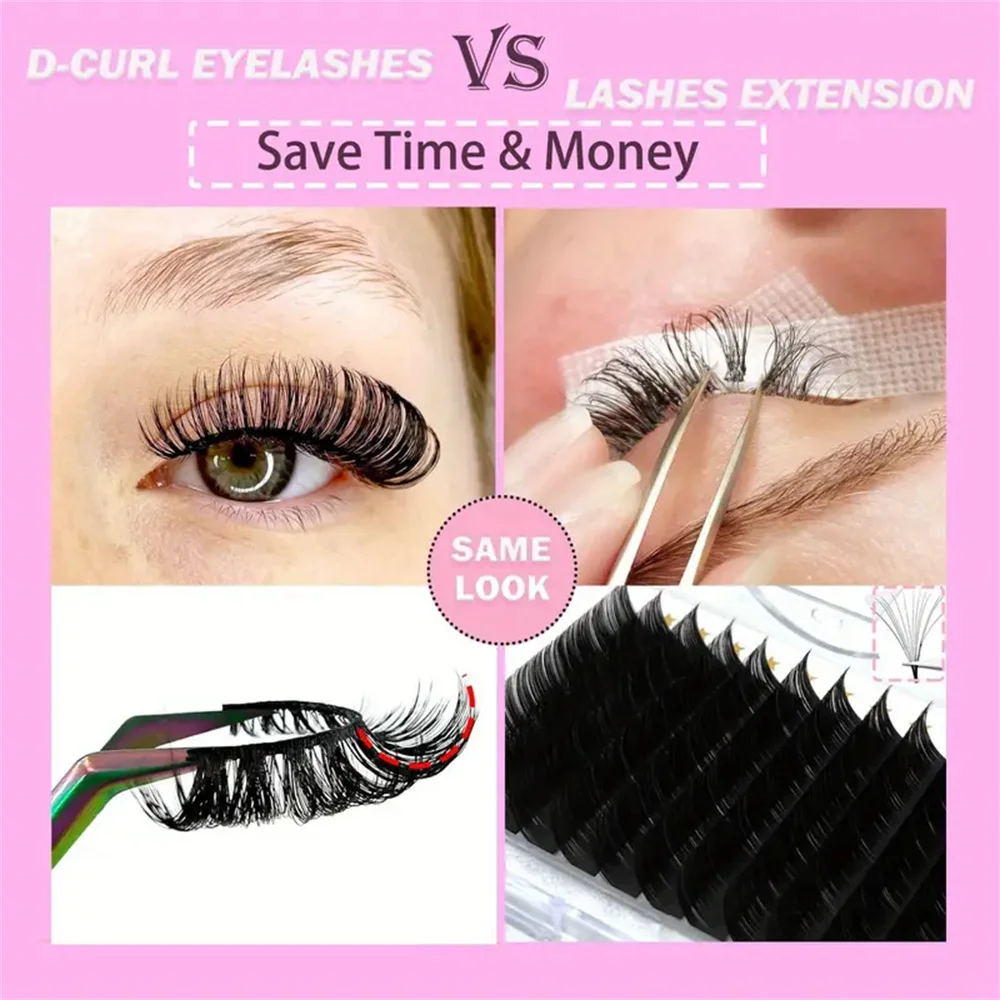 10 pares de lujosas pestañas rusas esponjosas y tenues de larga duración, aspecto Natural, cómodas pestañas postizas con rizo Dd