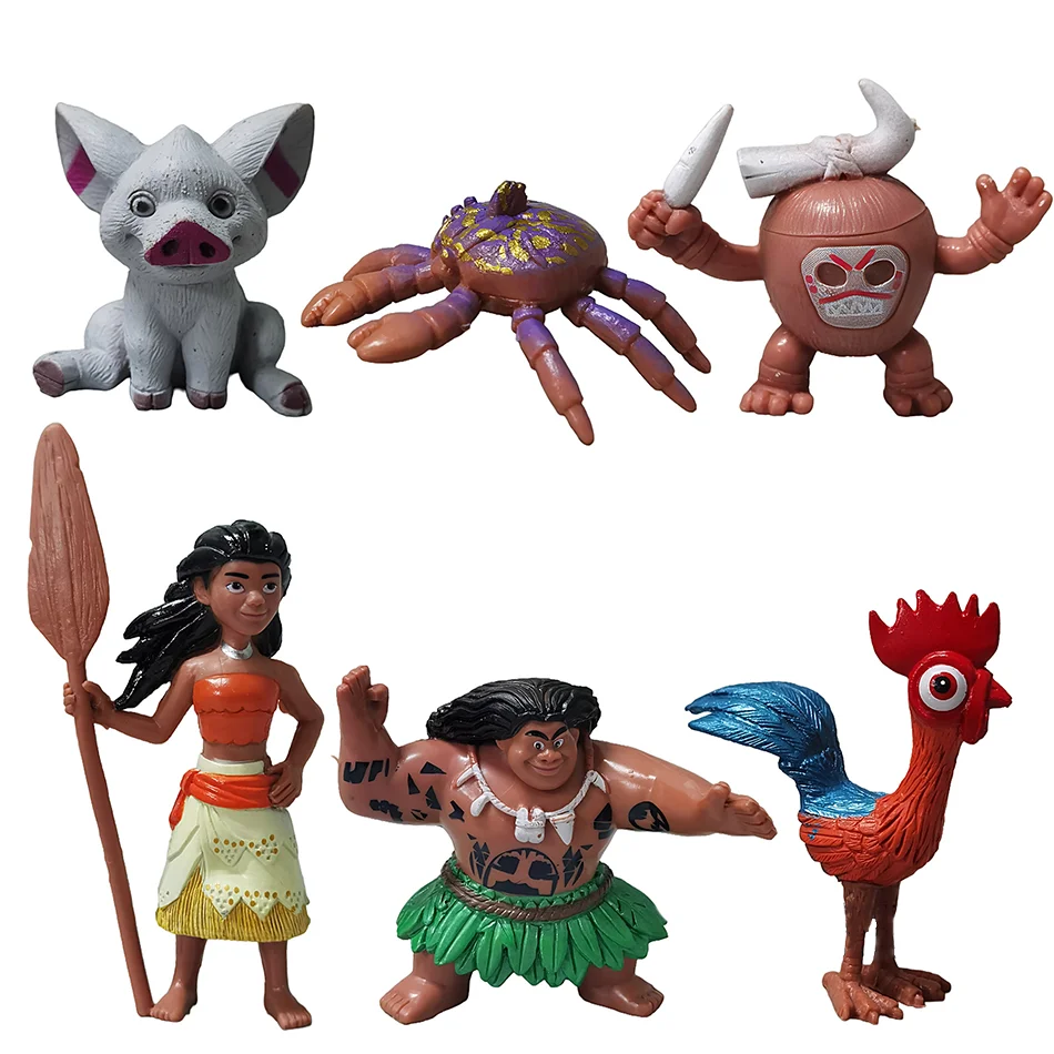 6/10pcs/set 6-12cm Moana Princess Maui Chief Tui Tala Heihei Pua Action Figure Brinquedo Toys For Children New Year Gift