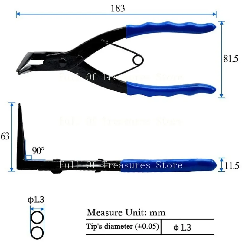 Suitable for 90-degree right-angle angle lengthened retaining ring pliers, clamp  inner caliper hole, auto repair tool