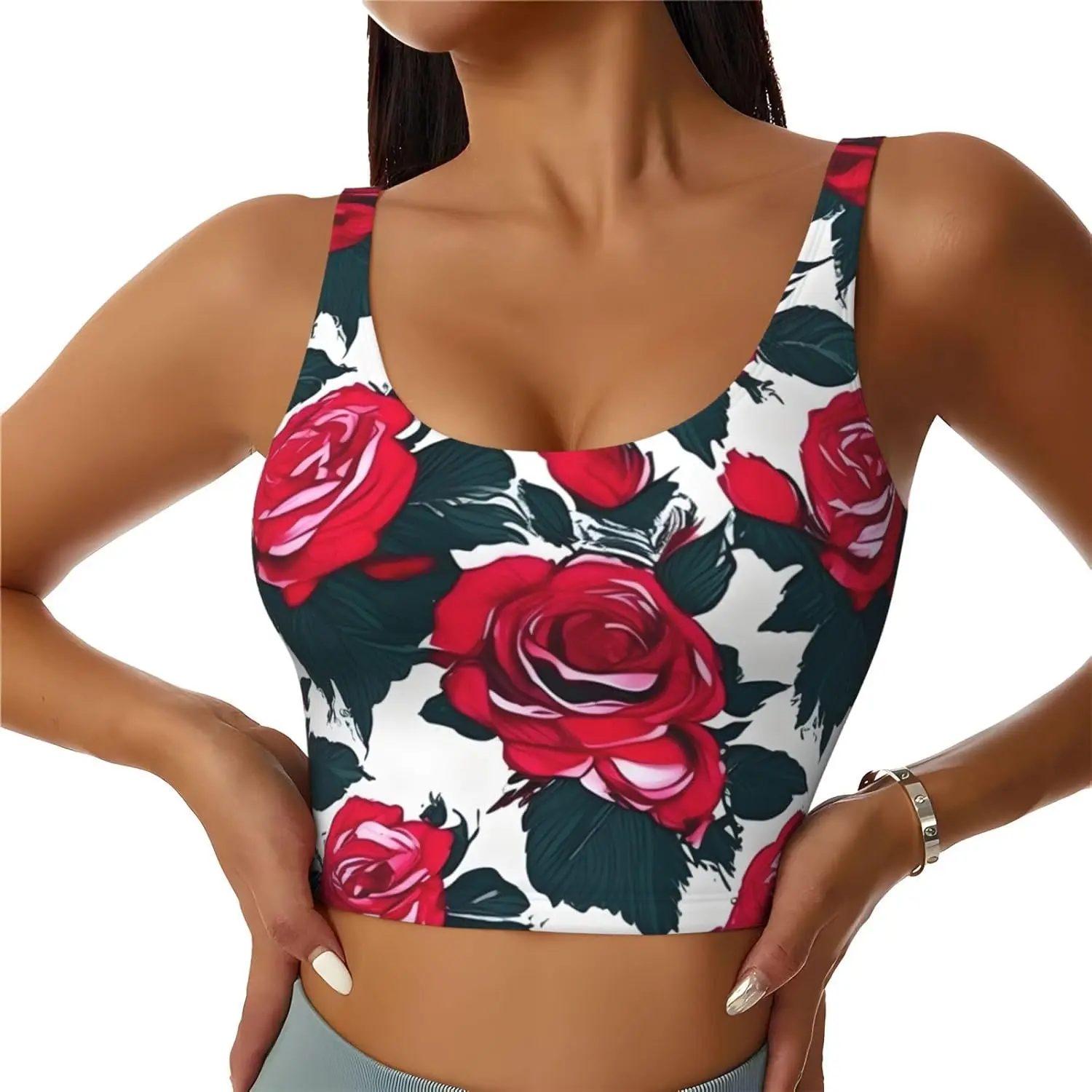 

Rose Flower Floral Picture Print Women Sports Vest Yoga Workout Vests for Womens Lightweight Trendy for Seasons