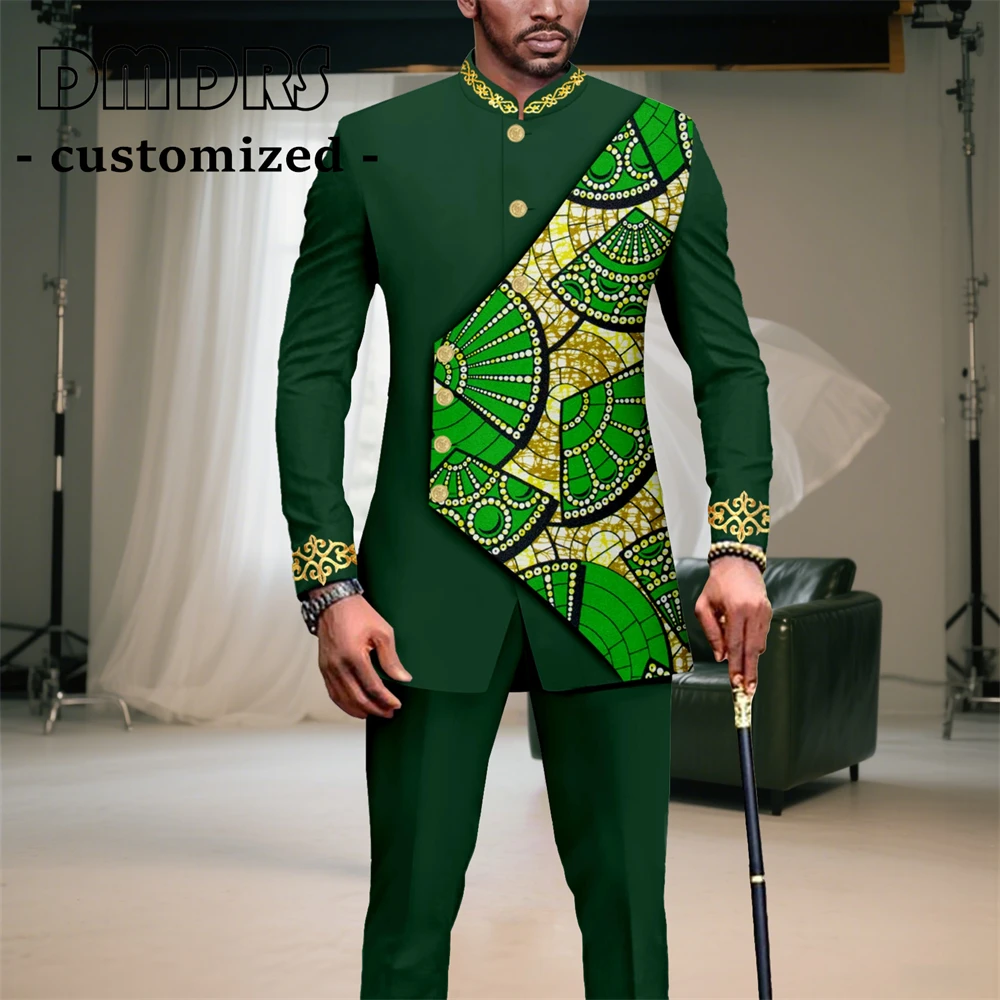 

Men's African Attire for Wedding Guest Custom Made Suit 2 Piece Set Ankara Blazer & Trousers XS to 6XL Fashion