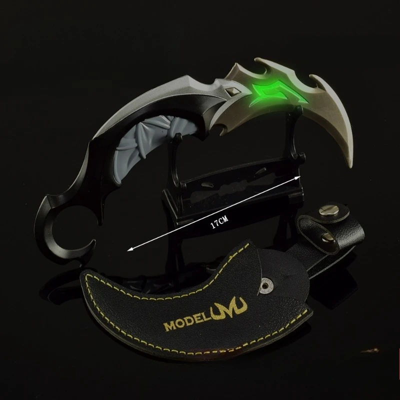 17cm/6.69in Valorant Game Peripheral Weapons Models Metal Crafts Fluorescent Leather Cases Shadow Hook Weapons Desktop Display