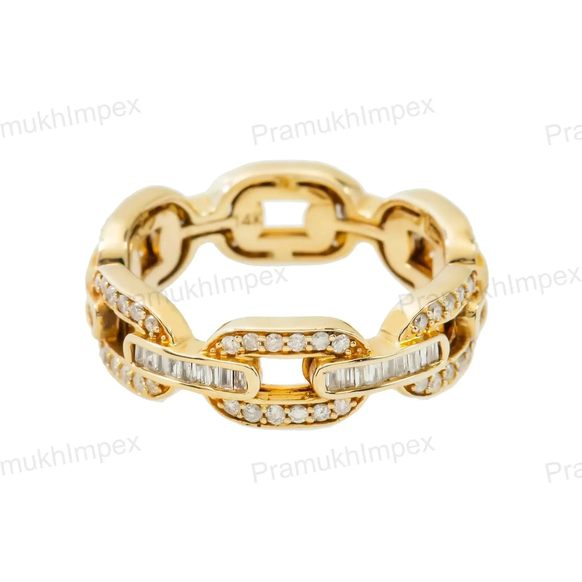 Luxury Customized Moissanite Cuban Link Ring 925 Sterling Silver Iced Out Hip Hop Band Unisex GRA Certified