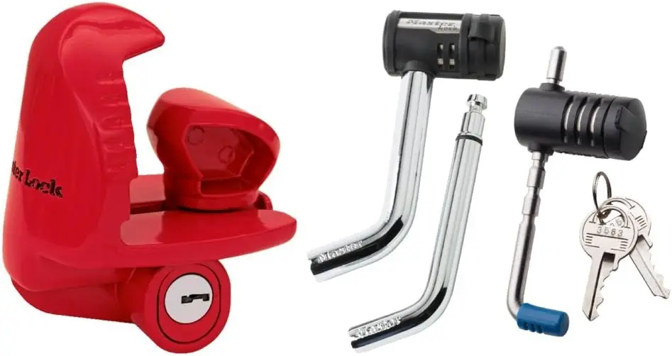 

Trailer Coupler Lock and Receiver Lock Set with Adjustable Latch, 1-Pack for Secure Towing