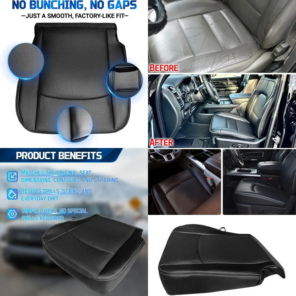 

Driver Bottom Leather Seat Cover Fits for 2013-2018 Dodge Ram Laramie 1500 2500 3500 4500 5500 Leather Seat Protector Cushions |