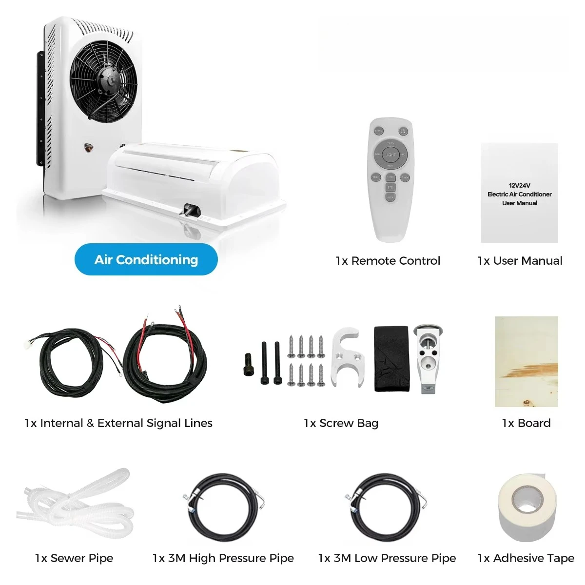 XMZ 24 فولت مكيف هواء سبليت للسيارات الكهربائية 10000 وحدة حرارية بريطانية لشاحنة RV شاحنة تخييم فان مكيف وقوف السيارات #3