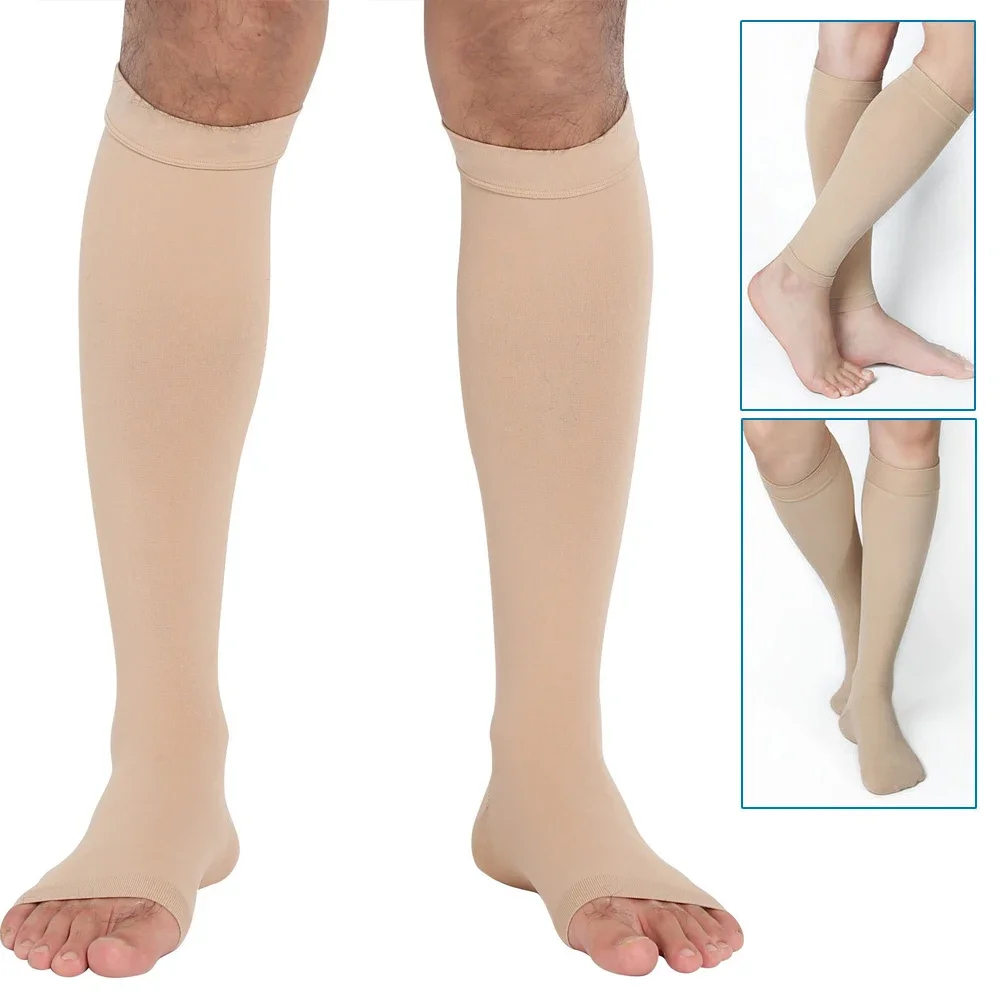 1 Paar 15-20mmhg medizinische Kompressions-Knies trümpfe bis zu 3xl für Frauen und Männer für den Kreislauf, Lymphödem – Detail 4