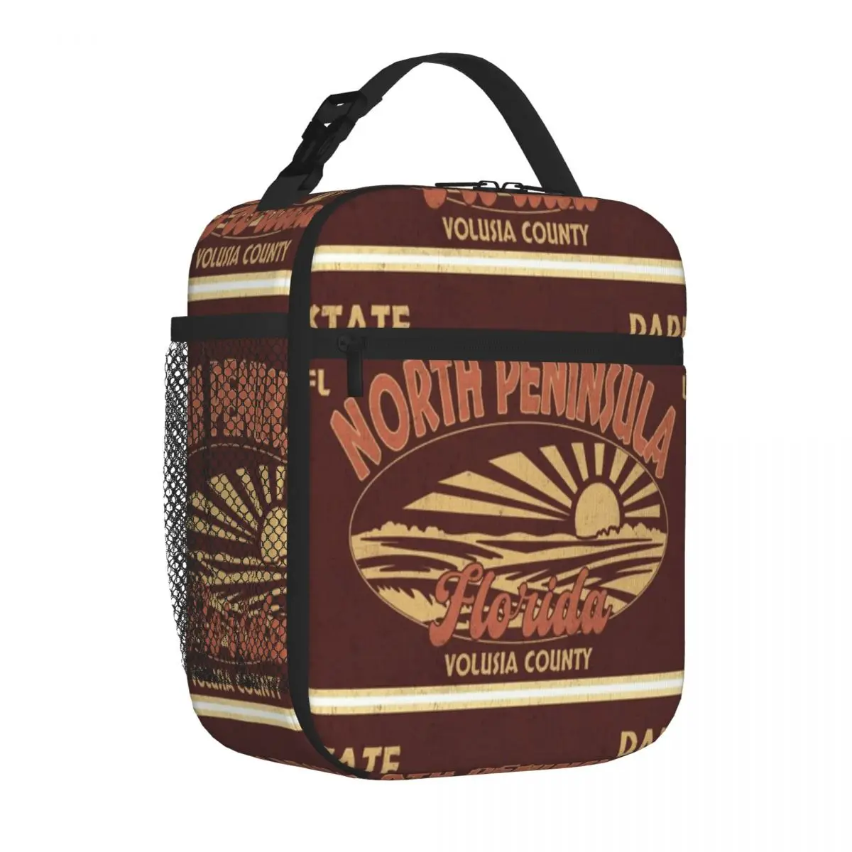Hot Sale North Peninsula State Park Volusia County Florida Badge Design Mens Style Nylon Lunch Bag Short Journey Lunch Tote