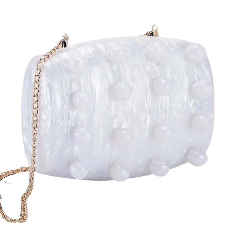 Shoulder Evening Bag Crossbody Acrylic Banquet Clutch Fashion New White Handbags Pearl Women's Brand Wallet Luxury Designer