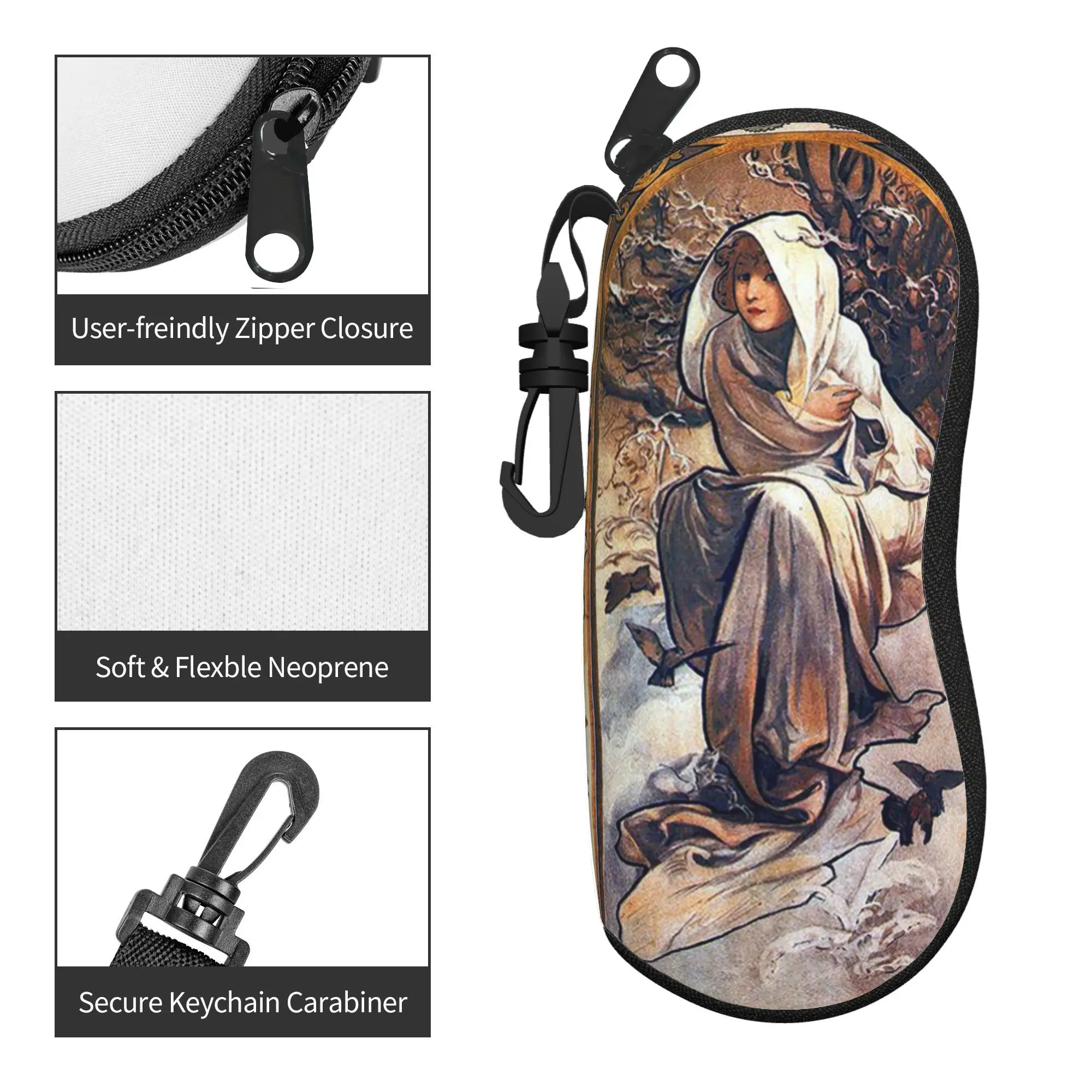 Alphonse Mucha Ablum Diary Art Glasses Case Unisex Anti-Fall Accessories Beautiful Women Glasses Protector Glasses Box