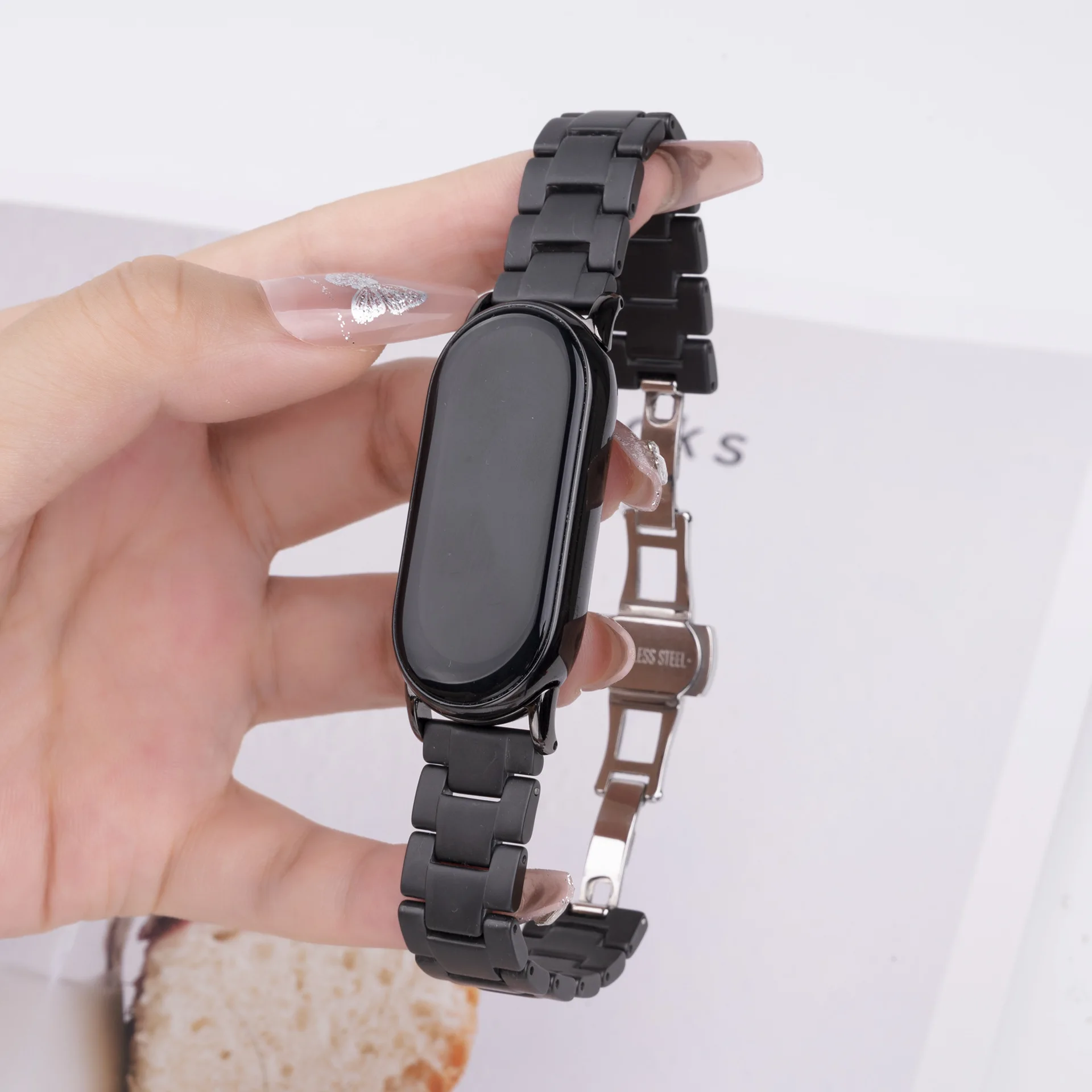 Ceramic Band For Xiaomi Band 9 8 Smart Watchband butterfly buckle Replacement Bracelet for Xiaomi Mi Band 8 9 Strap Accessories