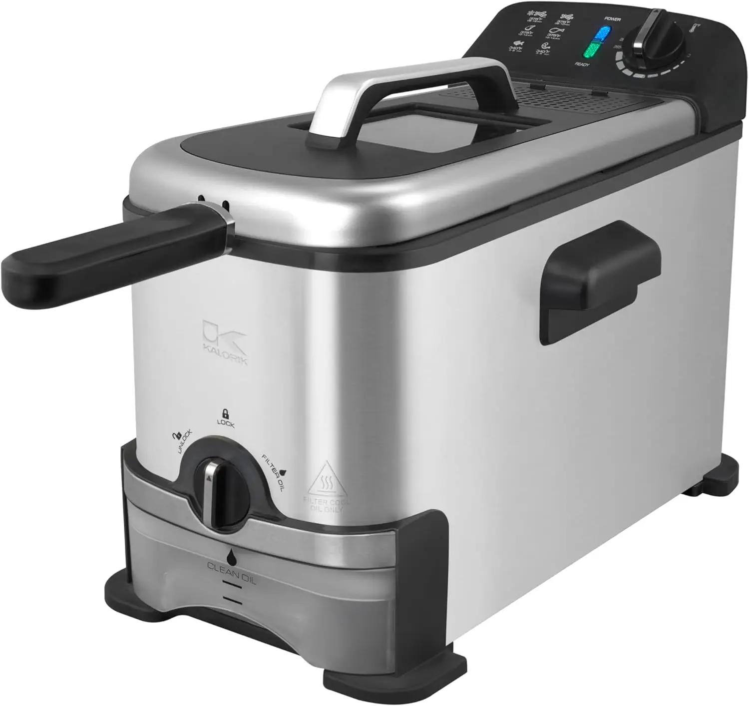 

.2 Quart Deep Fryer with Oil Filtration, Stainless Steel (FT 43721 BK)