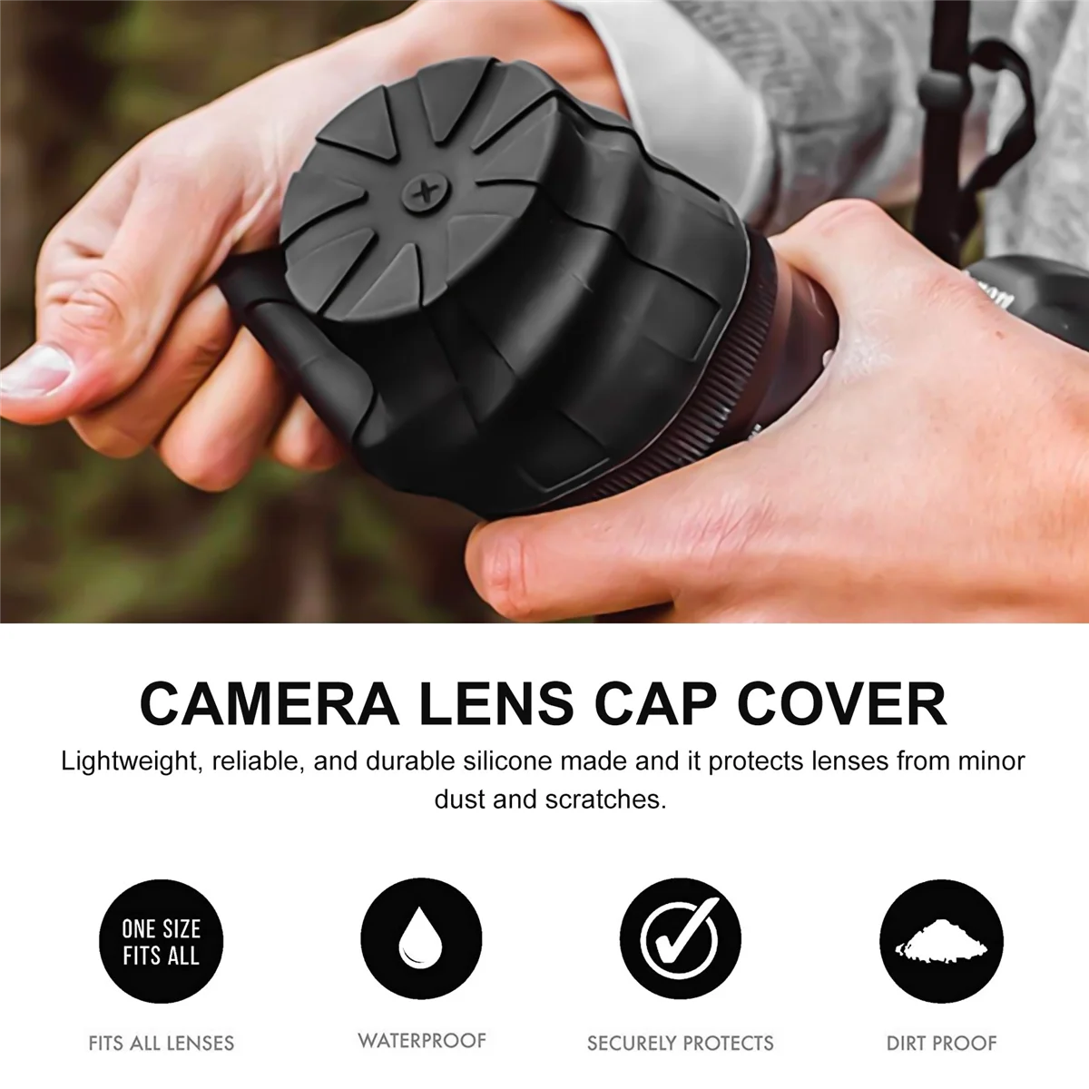 WHQT 3 piezas de tapa de lente universal de silicona impermeable para lentes de cámara DSLR de 65-90 mm