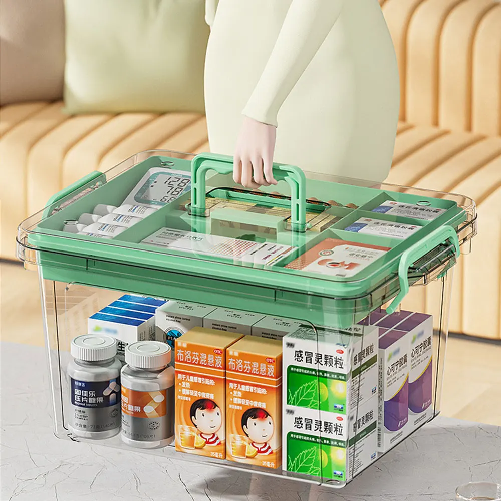 Large Capacity Portable Medicine Box Multi-layer Portable First Aid Medicine Box Medicine Storage Box Transparent Medicine Box