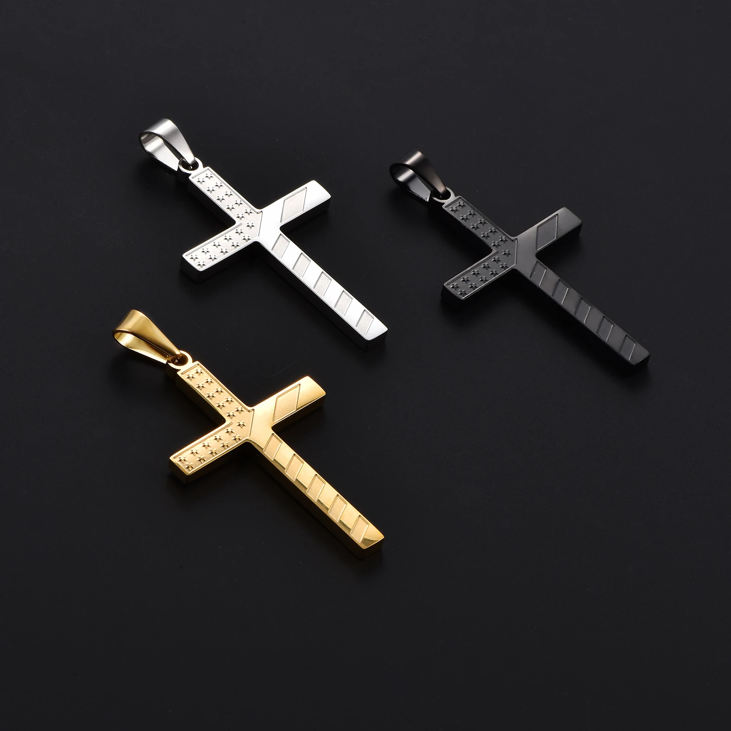 Hip-Hop Amerikanische Flagge Kreuz Edelstahl-Anhänger Religiöser Sterne-Streifen-Flaggen-Charm Hip-Hop-Ketten-Schmuck Geschenke – Detail 1