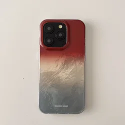 Splicing INS Full Covered Red & Blue Gradient Double Layers Chic Phone Case for iPhone 16 15 14 13 Pro Max Back Phone Cover Capa