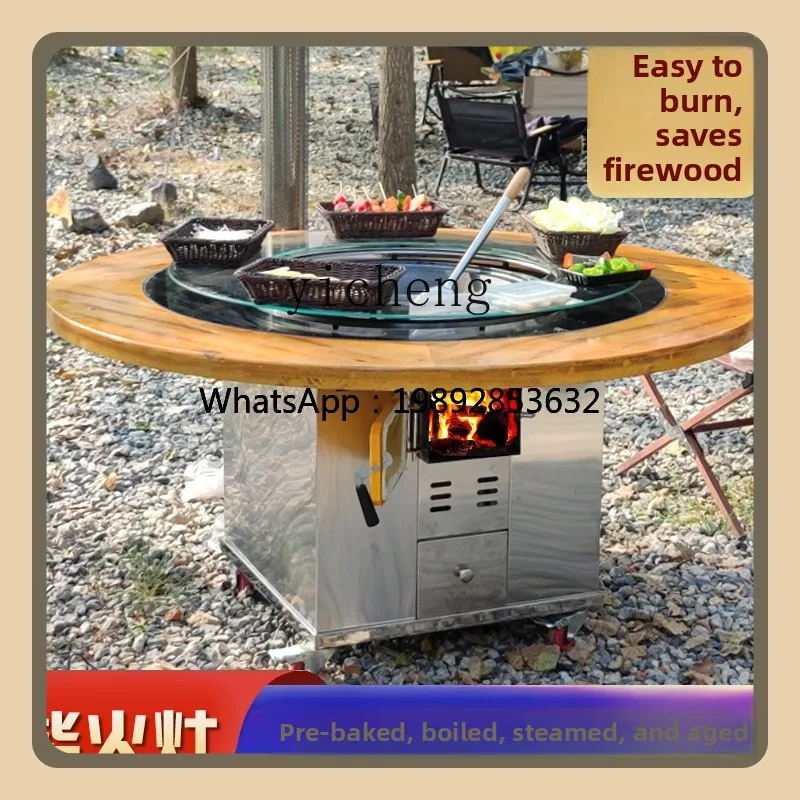 AB  firewood burning outdoor courtyard firewood stove earth pot iron pot stove