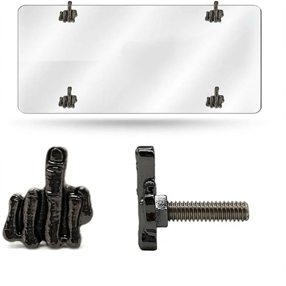 Funny Middle Finger Design License Plate Bolts Stainless Steel Car Exterior Fasteners Personalized Styling Accessories