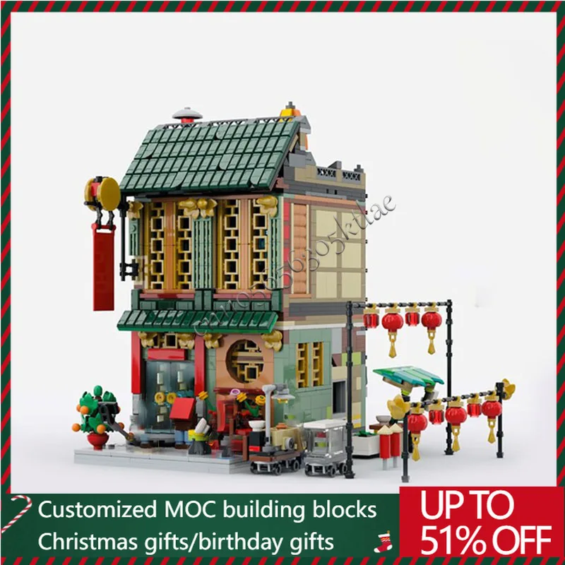 

1777 PCS Creative Family Restaurant Street View MOC Building Blocks Assembly Model Sets Bricks Toys Decor Gifts For Kids Adults