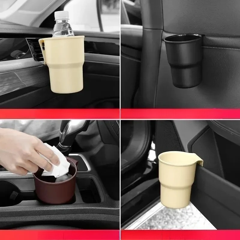 Auto-Getränkehalter mit Handy- und Mülleimer-Aufbewahrung, schwarzes ABS-Innenzubehör für Fahrzeuge – Detail 3