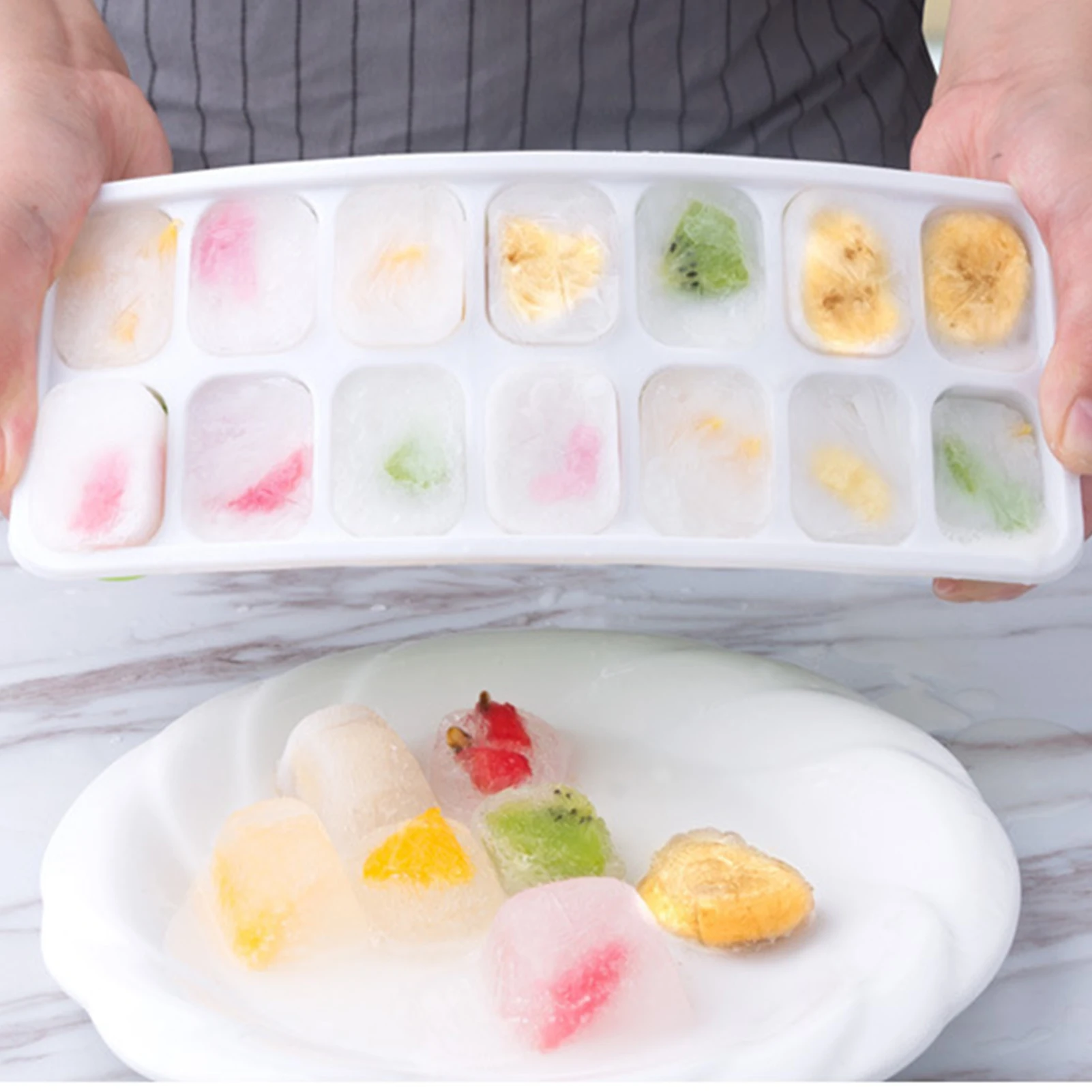 Reusable Ice Cube Mold Easy Release Flexible DIY Ice Mould with Covers Stackable Ice Tray For Bar Cocktail Freezer Kitchen Tools