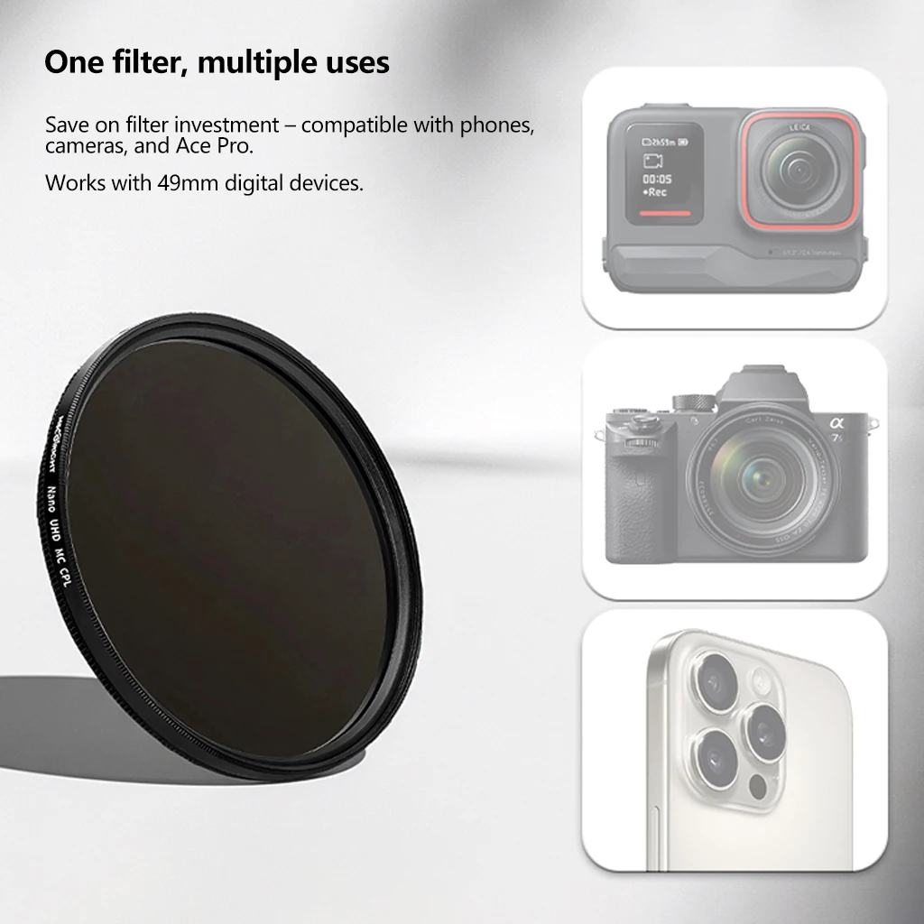 für Insta360 Ace Pro Action-Kamera CPL MCUV ND8 ND64 Filterset 49MM Wasserdichte Objektivfilter für Insta 360 AcePro Zubehör – Detail 2