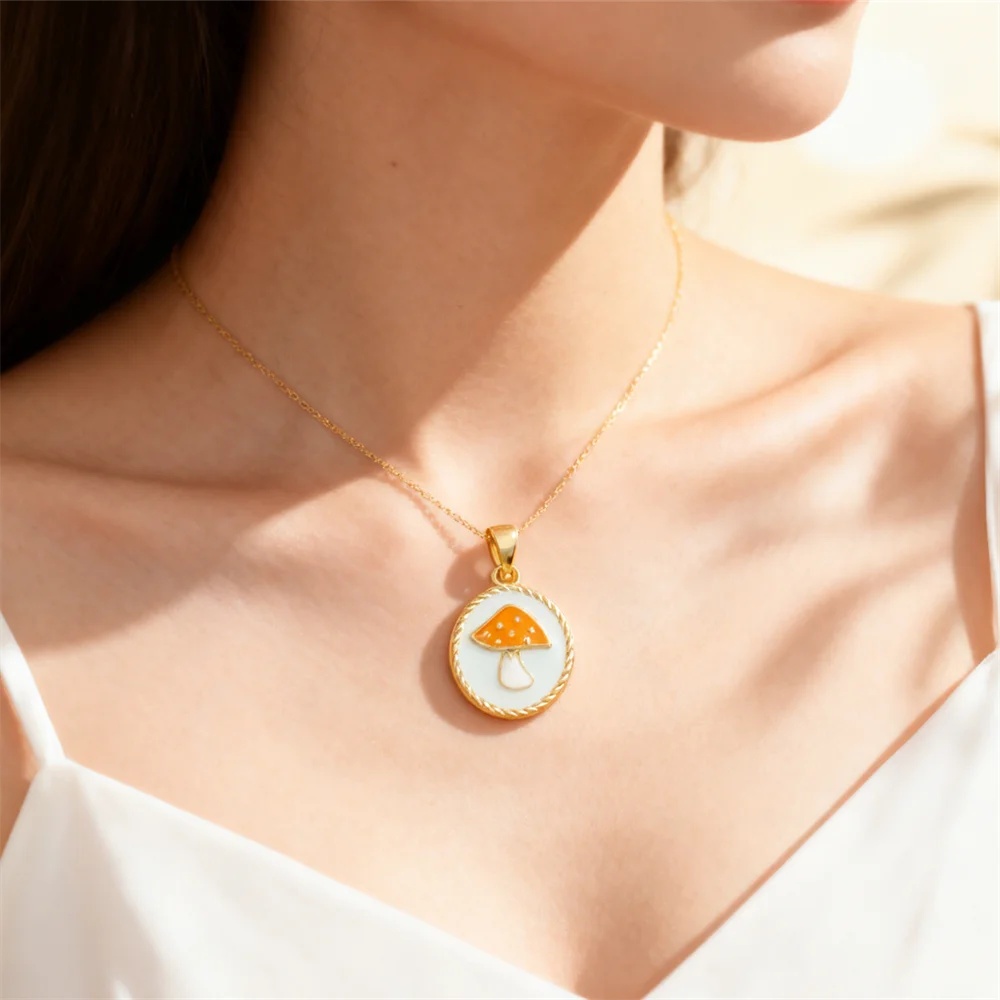 4 قطعة المعلقات النحاس المينا الفطر السحر زركون DIY بها بنفسك مجوهرات قلادة سوار صنع ارتداء اليومي اكسسوارات غير رسمية #6