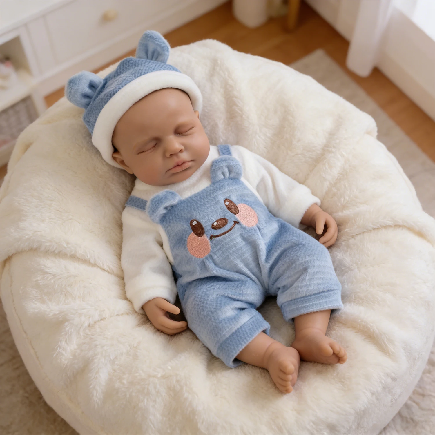 

NPK 12-Inch Premie Size Silicone Reborn Doll Dark LouLou Full Solid Platinum Soft Flexible Handmade Collectible with Open Mouth