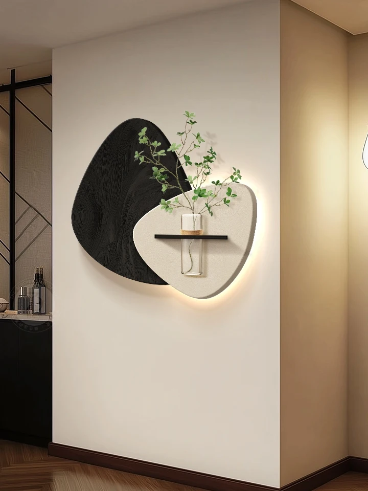 Advanced Sense Entrance Door Hydroponic Green Plant LED Light Painting Living Room Three-Dimensional Sandstone Painting
