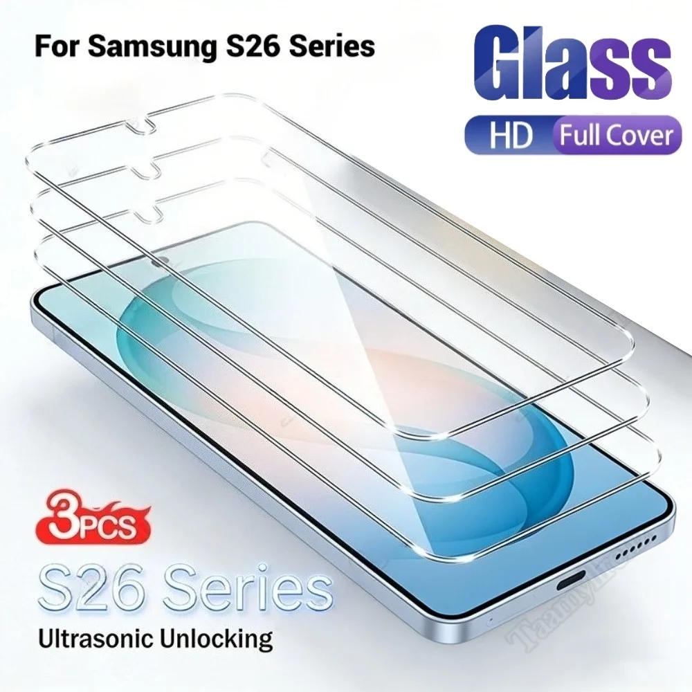 

3Pcs Ultra Clear Tempered Glass for Samsung Galaxy S26 S25 S24 Ultra S23 S22 S21 Plus S25 S26 Edge Anti Drop Screen Protector